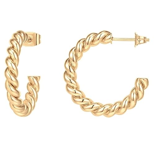 fdsmall Ohrringe für Mädchen Leichte Knorpel Reifen Kleine Cubic Zirkonia Manschette Ohrringe Mini Twist Hoop Huggie Ohrringe Piercing Schmuck für Frauen Mädchen Teen (Gold) von fdsmall