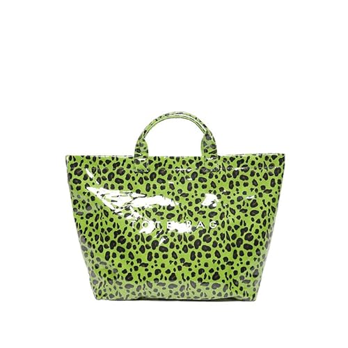 fdsmall PVC Schultertasche Blattdruck Tote Tasche, Ultra klar PVC Strandtasche große klare Kosmetiktasche wasserdichte Handtasche für Frauen (Green Leopard) von fdsmall