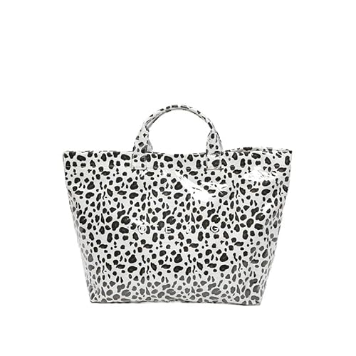 fdsmall PVC Schultertasche Blattdruck Tote Tasche, Ultra klar PVC Strandtasche große klare Kosmetiktasche wasserdichte Handtasche für Frauen (White) von fdsmall