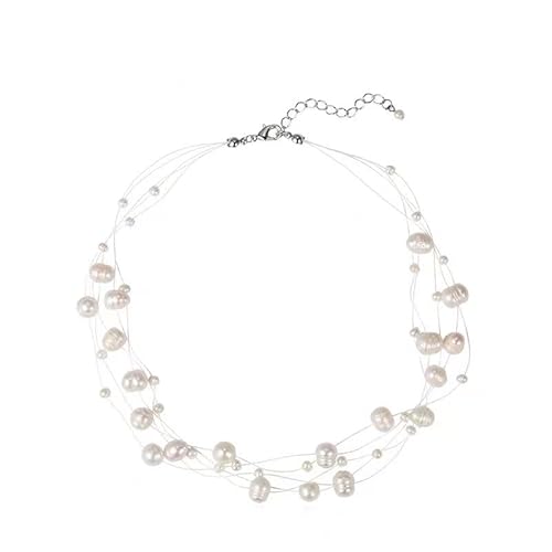 fdsmall Perlenkette Zierliche Perlen-Anhänger-Halskette für Frauen Party-Kleid-Schmuck-Accessoires Sommer-Halsketten von fdsmall