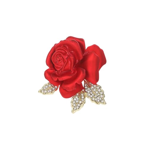fdsmall Rose Brosche für Frauen Elegante Strass Kristall Hochzeitsparty Pins Vintage Mode Kleid Pin (Rot) von fdsmall