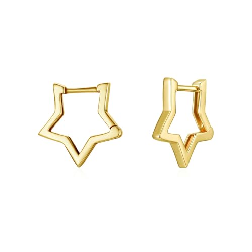 fdsmall Stern Ohrringe zierlich Minimalist Silber Tiny Star Stud Ohrringe Hypoallergene Zirkonia Nette Hoop Ohrringe Stud Ohrringe Schmuck Geschenke für Mädchen und Frauen (Gold) von fdsmall