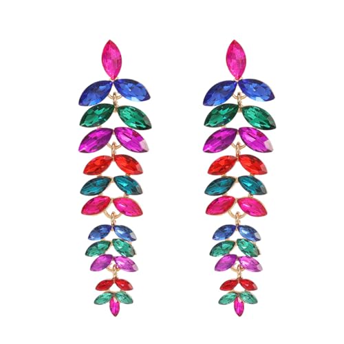fdsmall Multicolor 02 Strass Kristall Träne Hänger Statement Ohrringe Hochzeit Brautschmuck für Frauen (2 Count) von fdsmall