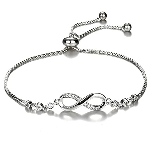 fdsmall Tennis Armbänder für Frauen Mode zierlich Einstellbare 14k Weiß Gold überzogene Zirkonia Infinity Liebe Tennis Armband Kette Link Schmuck Geschenke für Frauen und Mädchen von fdsmall