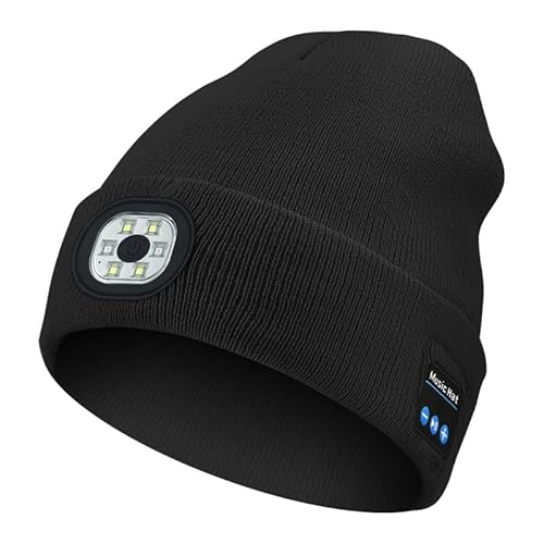 fdsmall Unisex Bluetooth Beanie Hut Licht Upgraded Hut Kopfhörer Headset Winter Musik Hut Strick Running Cap (DE/NL/SE/PL, Alphanumerisch, M, Einheitsgröße, Black) von fdsmall
