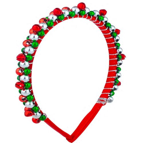 fdsmall Weihnachten Stirnband Weihnachtsglocke Stirnband Weihnachtsfeier Haarzubehör Weihnachtsferien Rote grüne Glocken Haarband Haarzubehör für Frauen Erwachsene (Red, One Size) von fdsmall