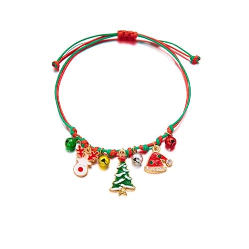 fdsmall Weihnachtsarmband für Frauen Gewebte Armband mit Santa Claus Mental Beaded Bell Schneemann Charm Wrap Armband Einstellbare Weihnachtsferien Festliche Schmuck Geschenk für Frauen (03) von fdsmall