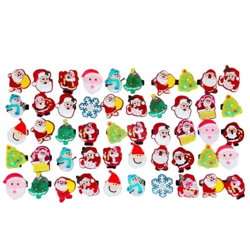 fdsmall Weihnachtsringe 50pcs Weihnachtslichtring LED Leuchtringe Weihnachtsmann Gummi Blinkende Fingerringe Weihnachten Party Gefälligkeiten Weihnachtsbaum Muster LED Blinkende Ringe Weihnachtsringe, von fdsmall