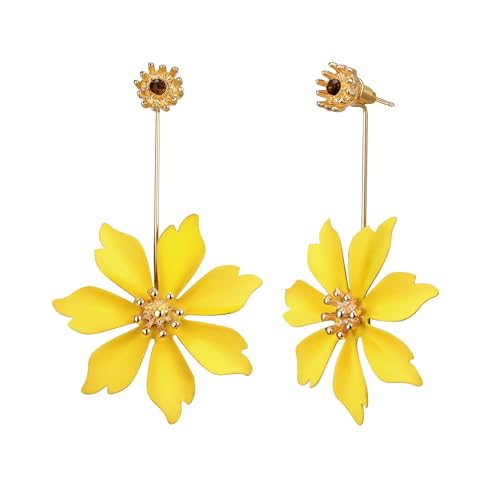 fdsmall niedliche weibliche Blume Ohrringe böhmische Blume Ohrringe Matte Ohrring Festival Schmuck Geschenk (Yellow) von fdsmall