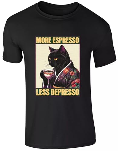 More Espresso Less Depresso Cat Drinking Coffee Funny T Shirt More Espresso Less Depresso Cat Drinking Coffee Funny T Shirt von feDFasr
