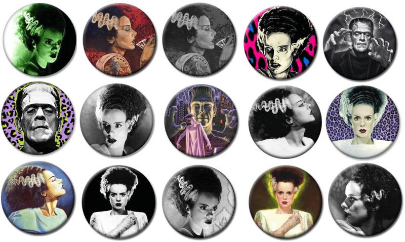 1"- Braut Von Frankenstein - Lot Von 15 Buttons Pin Back Button Badge von feather4567