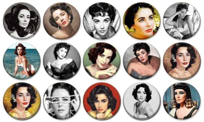 1"- Elizabeth Taylor - Lot Von 15 Buttons Pin Zurück Button Badge von feather4567