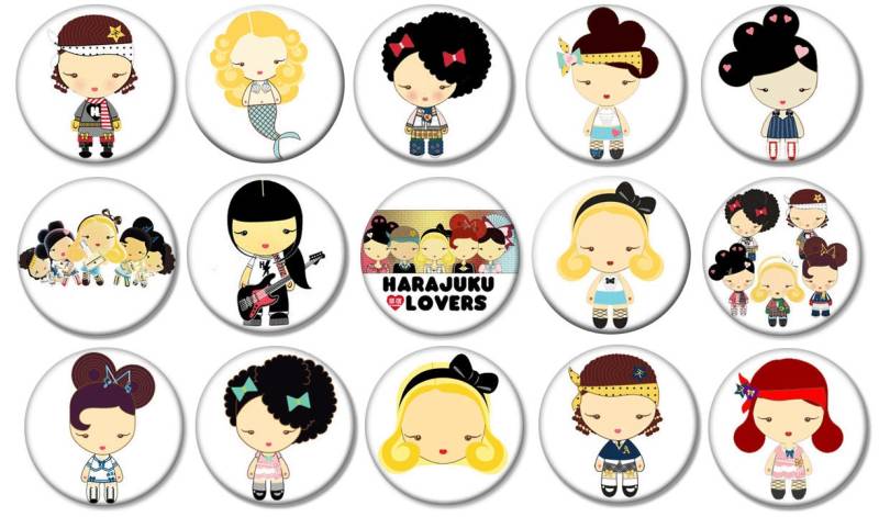 1 "- Harajuku Lovers - Lot Von 15 Buttons Pin Back Button Badge von feather4567