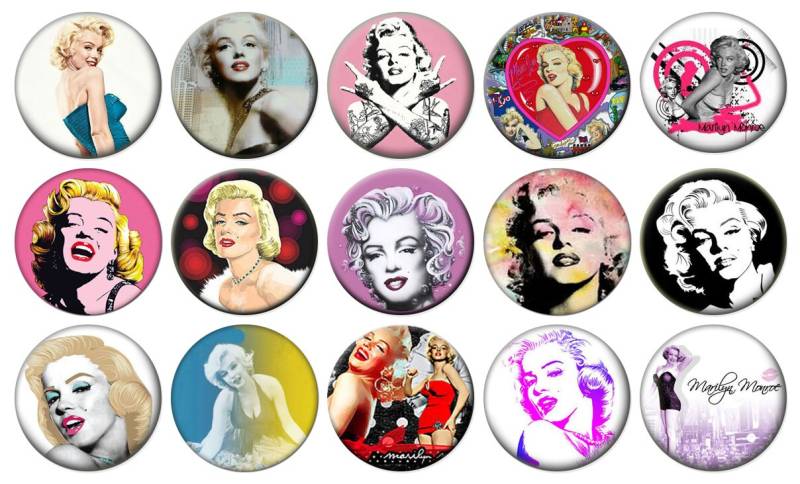 1" - Marilyn Monroe Set 1 Lot Von 15 Buttons Pin Zurück Button Badge von feather4567