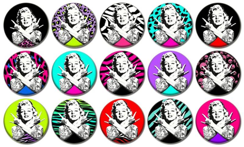 1 "- Marilyn Monroe Tattoo - Lot Von 15 Knöpfe Pin-Back-Button-Abzeichen von feather4567