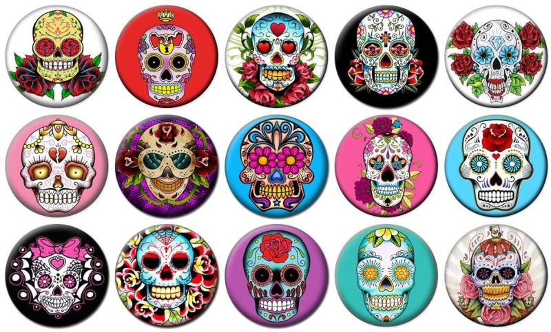 1" - Sugar Skulls Lot Von 15 Buttons Pin Zurück Button Badge von feather4567