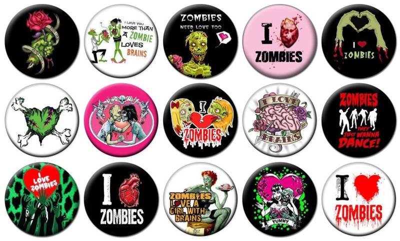 1" - Zombies Lot Von 15 Buttons Pin Zurück Button Badge von feather4567
