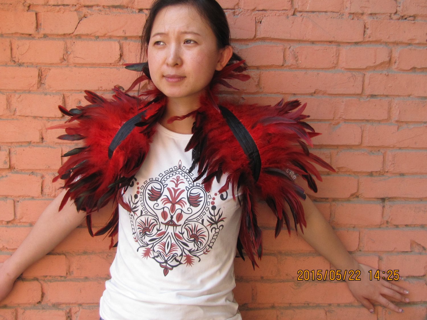 Zwei-Schicht-Red Feathers Shawl Shrug Schultern Federn Cape Halloween-Kostüm, Jahrgang Capelet Für Erwachsene Zwei-Schicht-Red Feathers Shawl Shrug Schultern Federn Cape Halloween-Kostüm, Jahrgang Capelet Für Erwachsene von feathesforsale