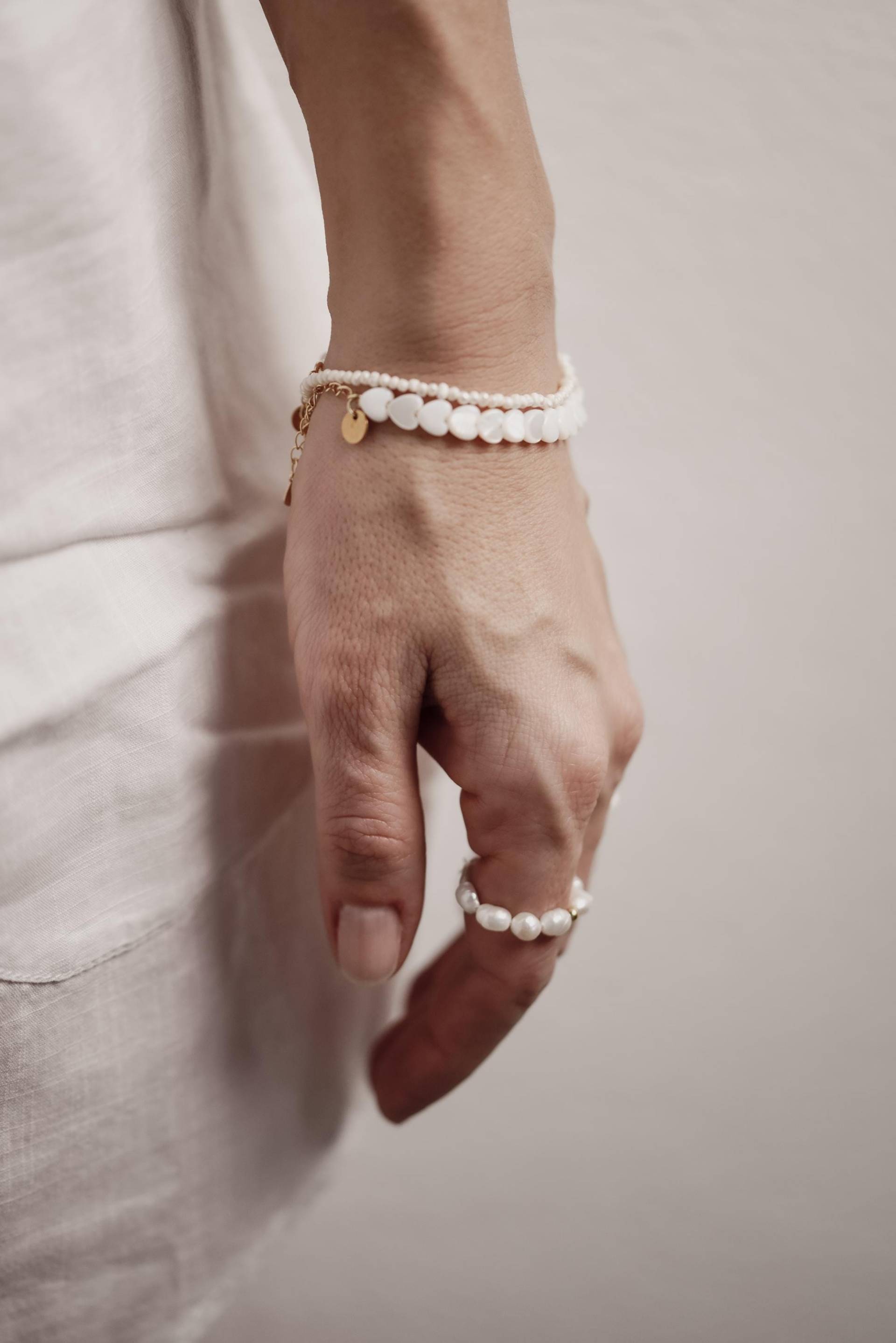 Lea | Herzen |925 Sterling Silber|Armband Größen Verstellbar|Perlmutt|Personalisierbar|Beste Freundin|Trauzeugin|Geschenk|Bride|Muttertag von federleichtOnline