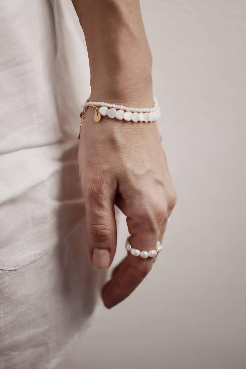 Lea | Herzen |925 Sterling Silber|Armband Größen Verstellbar|Perlmutt|Personalisierbar|Beste Freundin|Trauzeugin|Geschenk|Bride|Muttertag von federleichtOnline