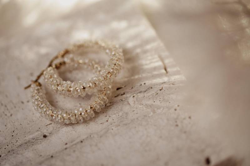 Nora | Ohrringe Bergkristall Hoops|925 Sterling Silber|Creolen Mit Edelstein|Brautschmuck|Schmuck Hochzeit||Geschenk Für Sie Muttertag von federleichtOnline