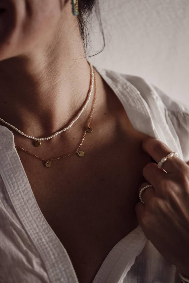 Personalisierte Perlenhalskette| 925 Silber Vergoldet |Athena | Wasserfest |Freundschaft|Beste Freundin|Trauzeugin|Surfer|Bride|Muttertag von federleichtOnline