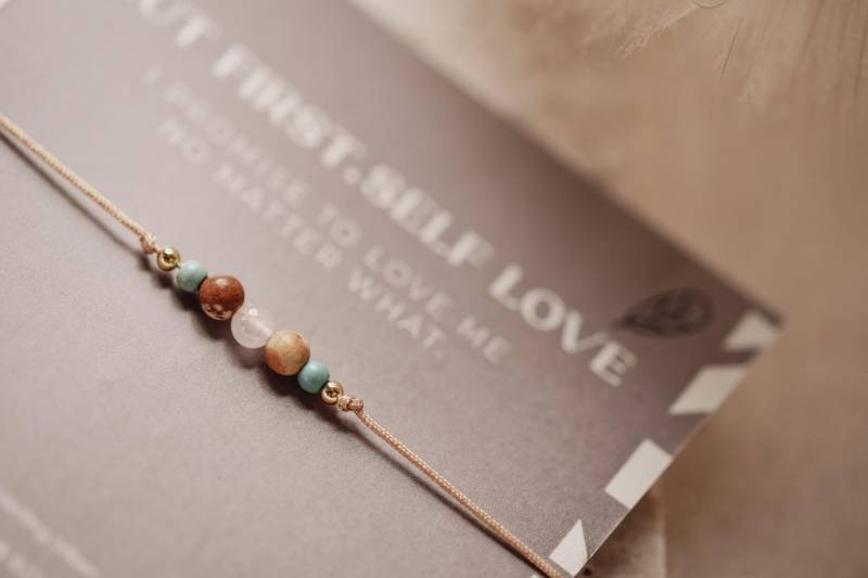 Selflove Edelstein Armband Mitverpackung Selbstliebe Affirmation Mantra Rosenquarz Türkis Meditation Mutmacher Optimismus Geschenk Muttertag von federleichtOnline