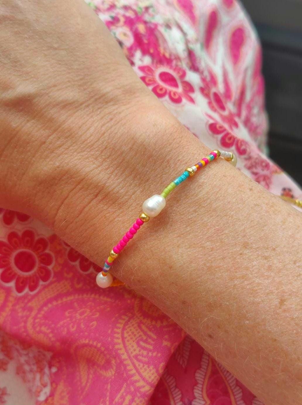 Tutti Frutti | Buntes Sommer Armband 100% Wasserfest Inkl. Verpackung Selbstliebe Mantra Süßwasserperle Mutmacher Geschenk Beste Freundin von federleichtOnline