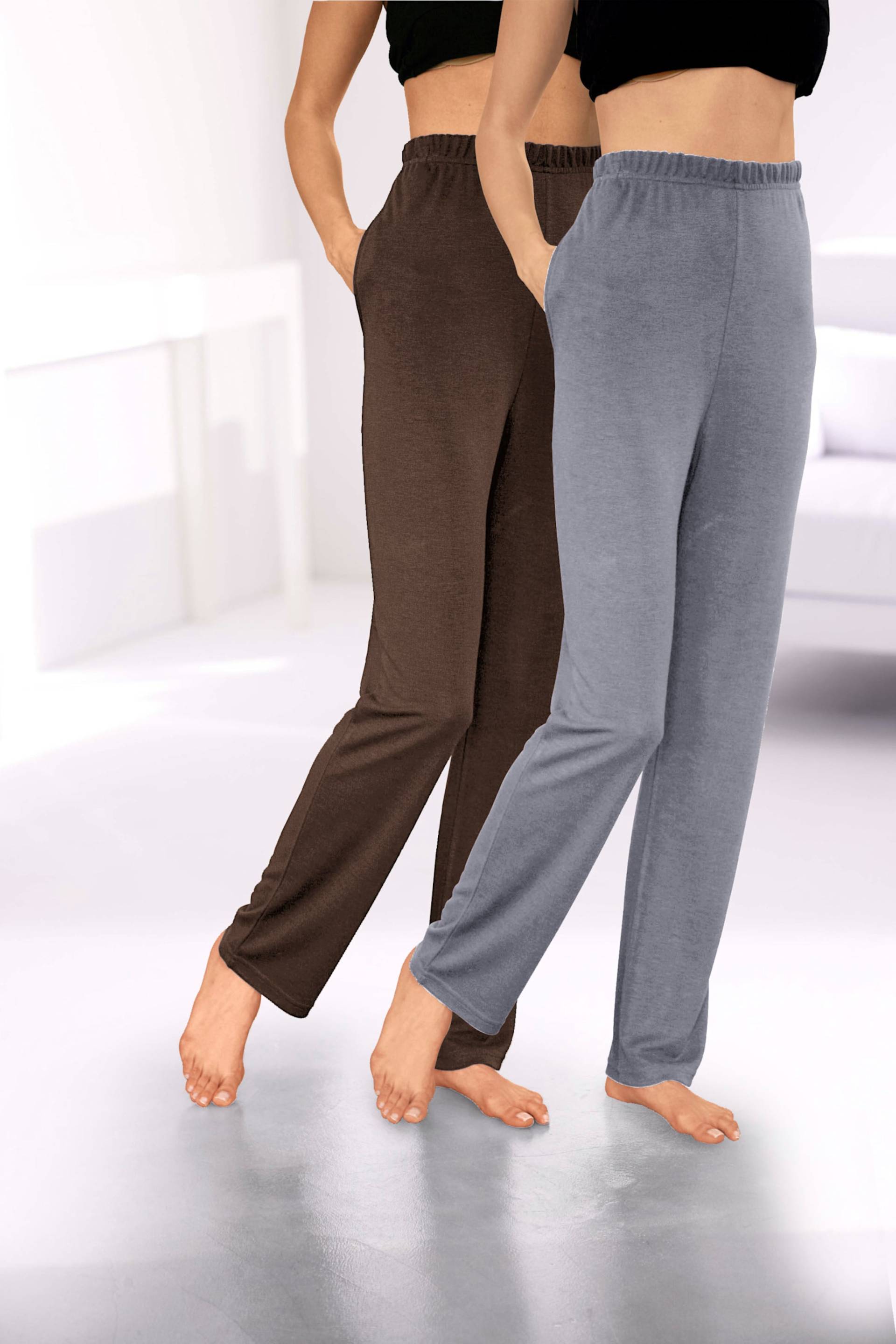 Sieh an! Damen Hosen schoko + steingrau von feel good