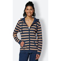 Witt Damen Jacke, dunkelblau-camel-geringelt von feel good