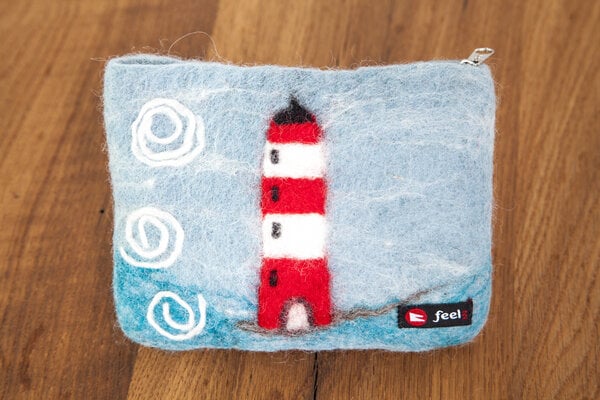 feelz Kleines Filztäschchen mit Leuchtturm im Meer, Geldbeutel für Kinder, 17x13cm von feelz