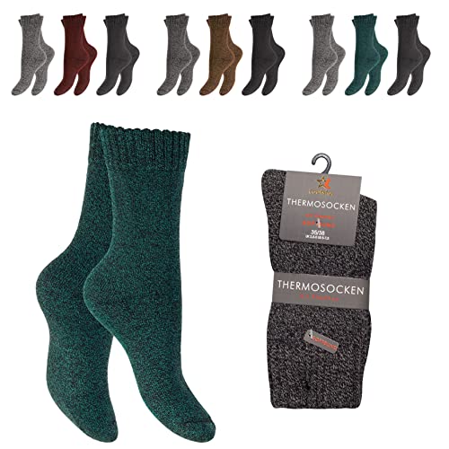 feelzone 6 Paar Damen Thermo Socken Wintersocken mit Vollfrottee & Softbund warm und weich (35-38, grün grau schwarz)… von feelzone