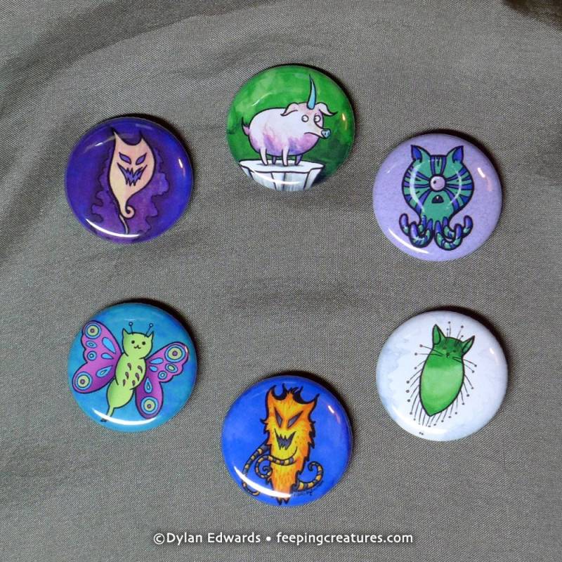 Feeping Creatures Monster Knöpfe - Set Von Sechs 1-Zoll-Buttons von feepingcreatures