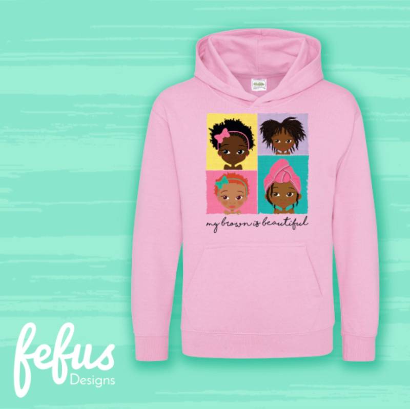 Mein Braun Ist Schön Hoodie | Kapuzenpullover Für Mädchen Mit Natürlichem Haar Afro-Haarkunst Lockige Süße Schwarze Mädchenmagie Stärken von fefusdesigns