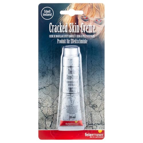 feiermeier® Cracked Skin Make-up Grau 28 ml – Rissige Haut FX Schminke für Halloween, Zombie, Horror & Theater – Spezialeffekt SFX Make-up Tube von feiermeier