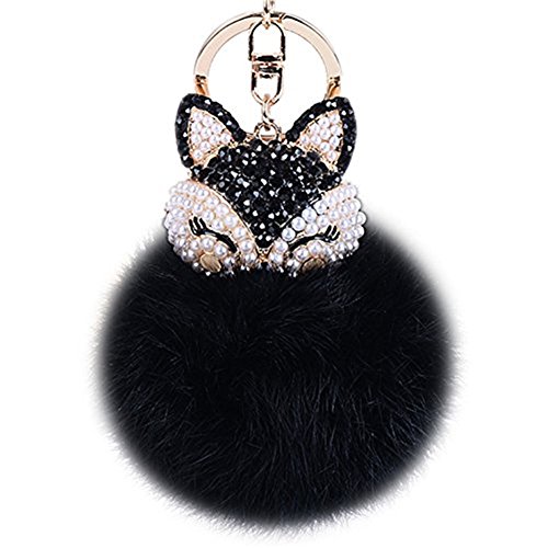 Damen Künstlichen Kaninchenfell Pom Pom Ball Fell Pelz Bommel Schlüsselanhänger Taschenanhänger Schlüssel Taschen Fellanhänger Pelz-Anhänger für Telefon Handtaschen Auto von feifanshop