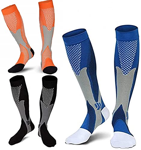 feifanshop 3 Paar Kompressions-Thrombose-Stütz-Strümpfe Damen und Herren Compression Socks für Sport Flug Laufen Reisen Verbesserung der Durchblutung von feifanshop