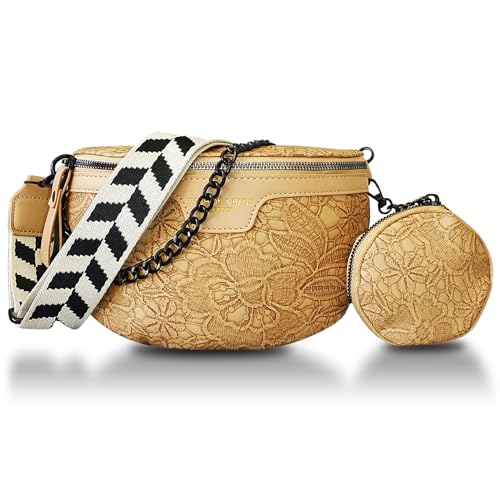 Feifuns Fanny Packs für Frauen, Mode Sling Geldbörse Umhängetasche Crossbody Taschen für Frauen Veganem Leder Causal Chest Bum Bag Cross Body (Khaki) von feifuns