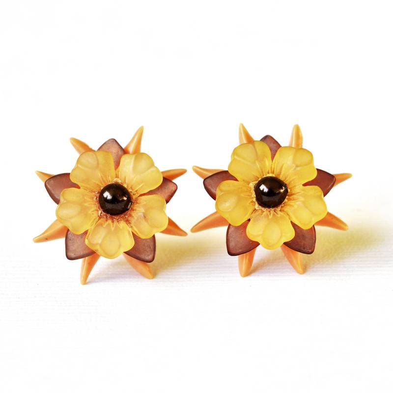 Lucite Ohrstecker Carmel, Pfirsich Und Gelb Lucite Ohrstecker Carmel, Pfirsich Und Gelb von feistykittyjewelry