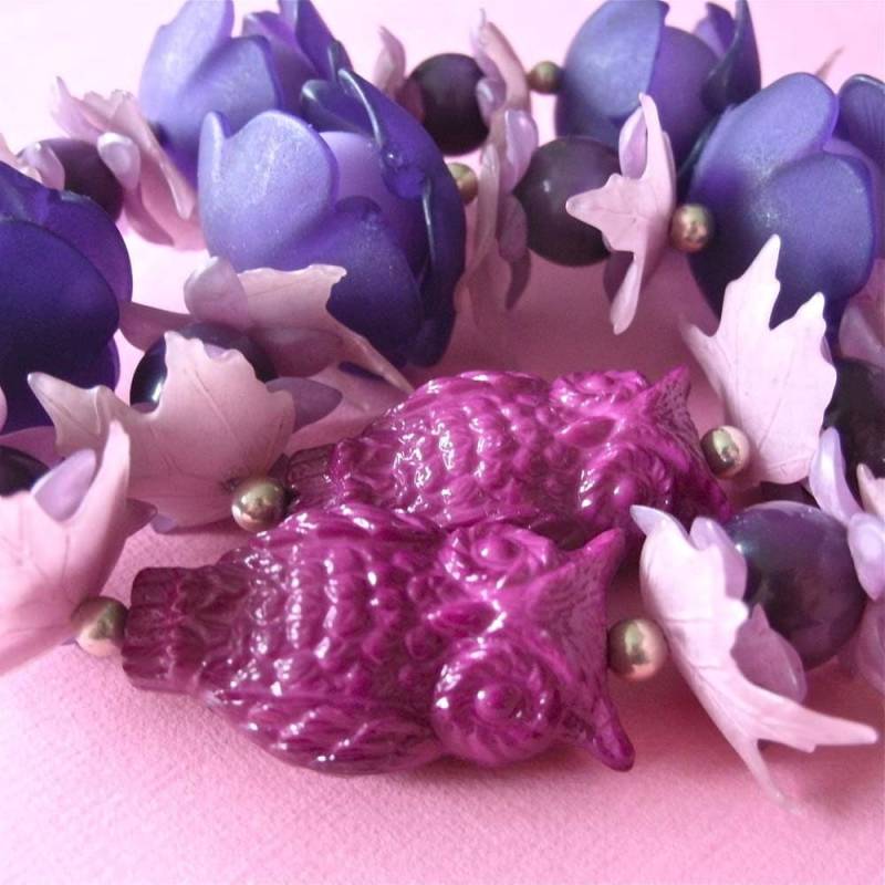 Lucite Eule Halskette Floral Blatt Perlen Statement Schmuck Lucite Eule Halskette Floral Blatt Perlen Statement Schmuck von feistykittyjewelry