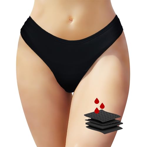 feitycom Period Bademode, Menstruations-Bademode, Bikinihose, Schwarz, niedrige Taille, auslaufsichere Badehose für Mädchen und Frauen, Schwarz, S von feitycom