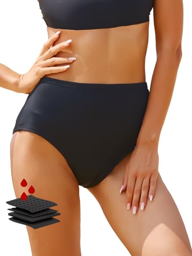feitycom Perioden-Bademode, Herren-Badeanzug, Bikinihose, hohe Taille, auslaufsichere Badehose für Teenager, Mädchen und Frauen., Schwarz, XS von feitycom