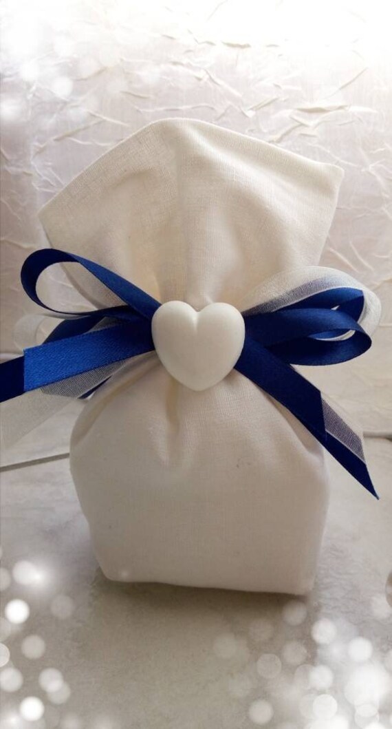 Leinen-Geschenkbeutel Mit Keramik-Gipsherz von feltroemoltoaltro