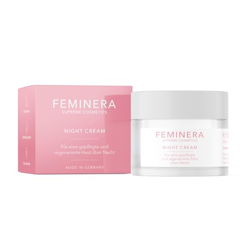 Feminera Anti-Aging Nachtcreme für Frauen - Beruhigende Abendcreme & Schlafcreme - Nachtpflege & Nachtbalsam für reife Haut, Falten-Regeneration - Nachtbehandlung für irritierte, trockene Haut 50ml von feminera