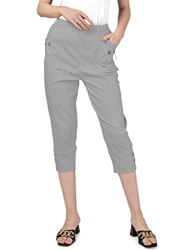 Damen-Caprihose, Dreiviertel-Hose, weich, trendig, Kirschbeere Gr. 50, grau von femiss