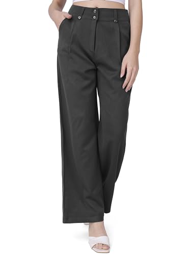 femiss Hose mit weitem Bein für Damen, Palazzo-Hose, hohe Taille, tailliert, Smart Flared Culotte, Büro, Arbeit, lose Übergröße, Schwarz , 46 von femiss