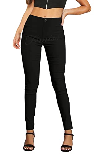 femiss Mädchen Marineblau Schwarz Grau Schulhose Frauen Arbeit Büro Skinny Stretch Hose, Schwarz , 38 von femiss