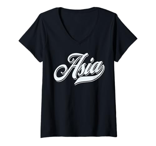 Damen Frau Mädchen Geschenkidee lustig Humor Vorname für Asia T-Shirt mit V-Ausschnitt von femme Idée cadeau drôle humour prénom Asia