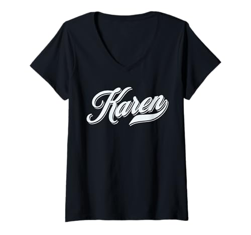 Damen Lustige Geschenkidee für Damen und Mädchen T-Shirt mit V-Ausschnitt Damen Lustige Geschenkidee für Damen und Mädchen T-Shirt mit V-Ausschnitt von femme Idée cadeau drôle humour prénom Karen