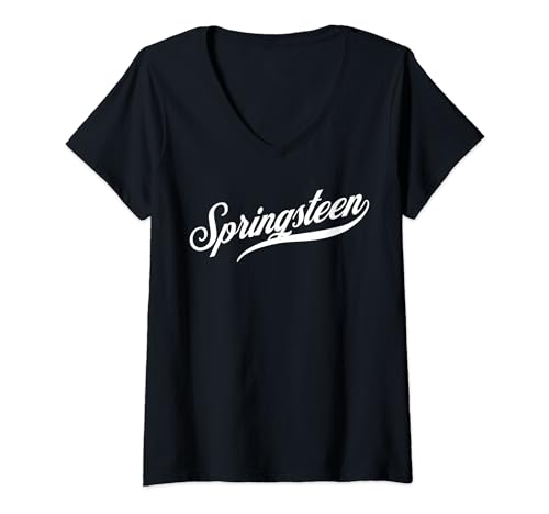 femme Idée cadeau drôle humour prénom Springsteen Damen & Mädchen T-Shirt mit V-Ausschnitt Schwarz Klein von femme Idée cadeau drôle humour prénom Springsteen